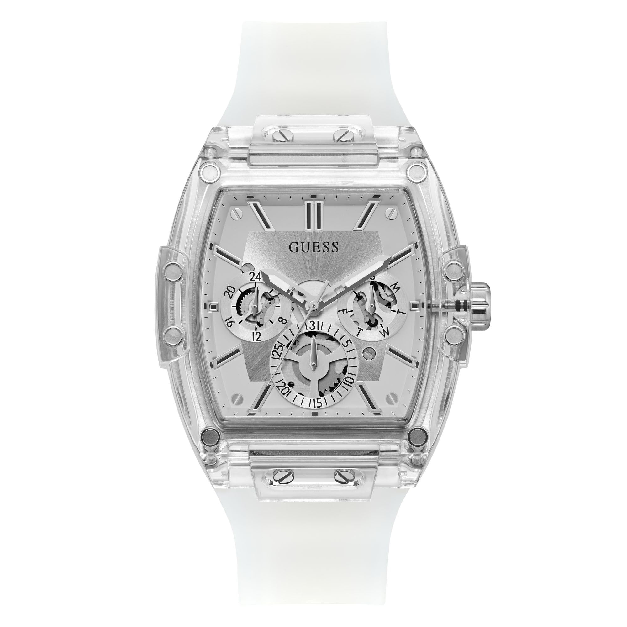 Guess Men's Phoenix MultiFunction White Rubber Strap Watch